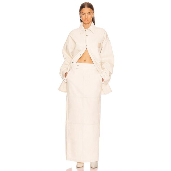 Helsa Maxi Skirt Cotton Denim Ecru Size XL NEW NWT - Picture 12 of 12